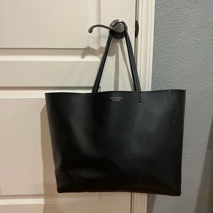 Victoria Secret Large Black Leather Tote